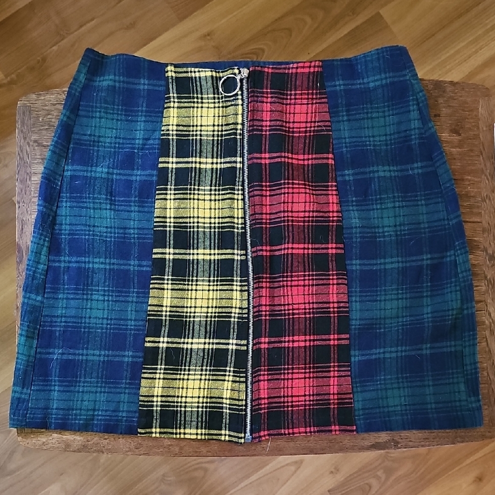SHEIN Multicolor Plaid Mini Skirt